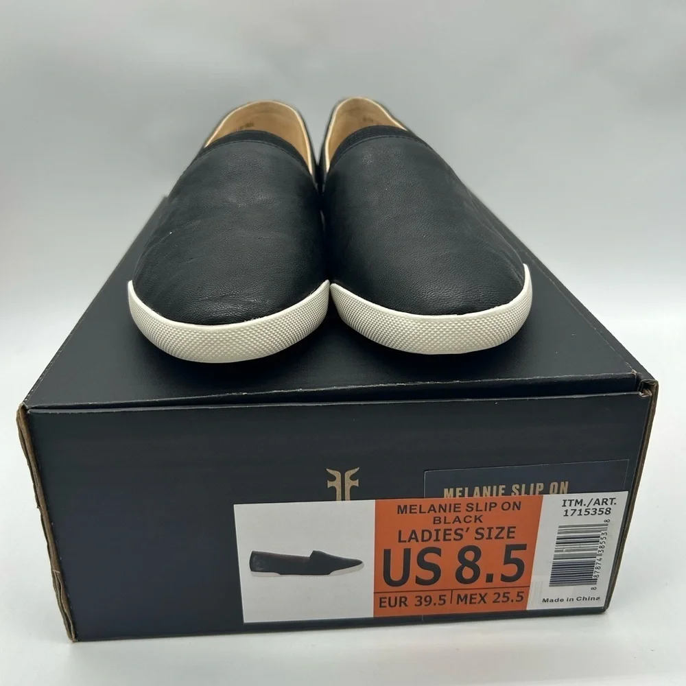 Frye Black Leather Slip-On Flats Size 8.5 | Classic Everyday Comfort Shoes NWB